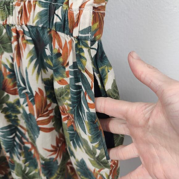 Urban Research Linen Blend Dress‎ Womens Free Size (OSFA) Tropical Frond Print - Picture 3 of 9